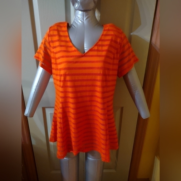 Isaac Mizrahi Tops - Isaac Mizrah Live Womens Medium Striped Short Sleeve Shirt Blouse Top